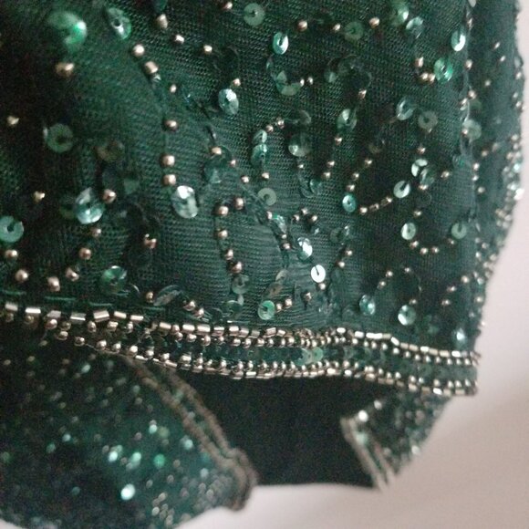 NWT J Kara Women's Caplet Short Cocktail Sequin Hunter Green  Dress Sz 16W - Picture 7 of 8